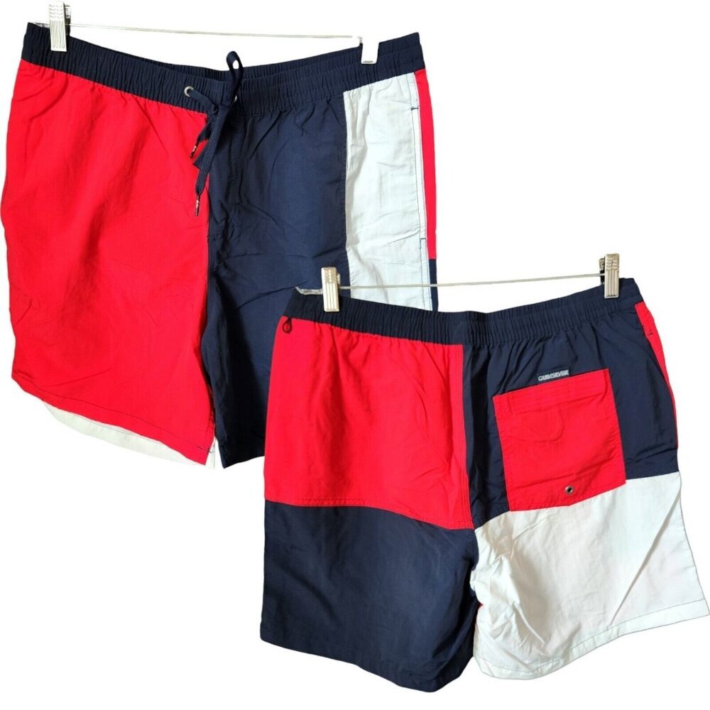 Quiksilver Surf Swim Trunk 6" Men's XL Patriotic American July‎ 4th Colorblock